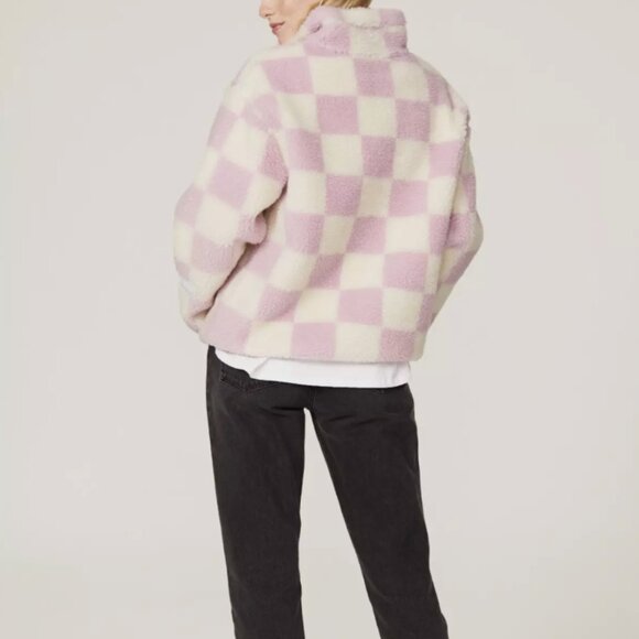 Levi's Jacquard Checker Fragrant Lilac Half-Zip Monty Sherpa Pullover - Picture 4 of 8
